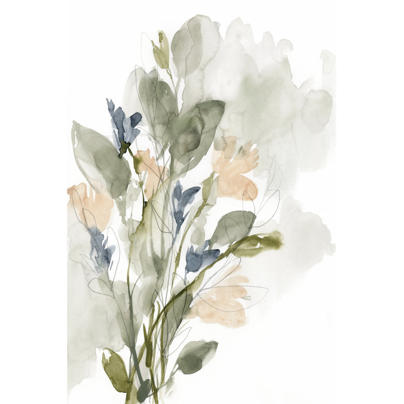 «Flower Cluster I» par Jennifer Goldberger - peinture sur toile tendue, H 12 po x l 8 po