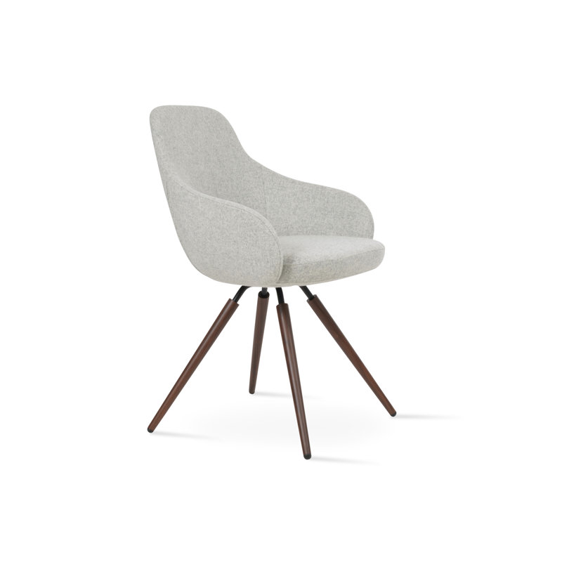 Fauteuil pivotant Gazel Carrot, Noyer, Laine argentée