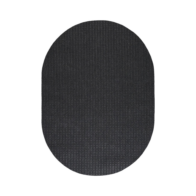 Tapis intérieur / extérieur noir tissé à la machine Estivalis, Ovale 10 pi x 12 pi