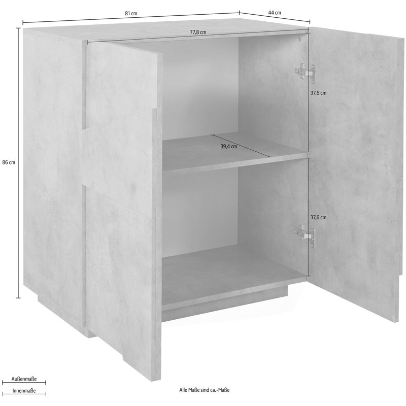 Abbie-Gayle 81cm Sideboard, Grey