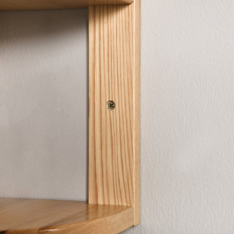 Corner Shelf, 4 Pieces, USA-Grown Solid Hickory Hardwood, Natural Hickory