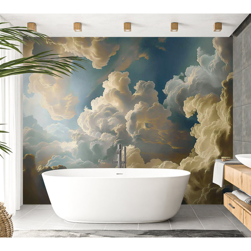 Murale paysage pelez et collez - Soleil et ombres, L 55 po x l 77 po