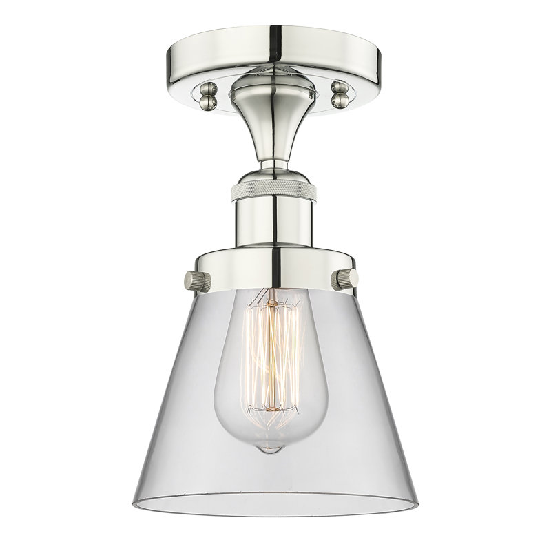 Plafonnier semi-encastré 1 lumière Cone, Nickel poli, Clair