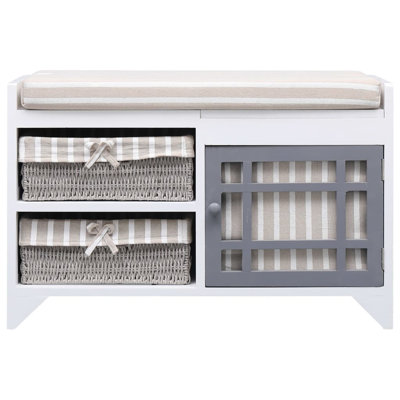 Hall Bench White Paulownia Wood by Red Barrel Studio