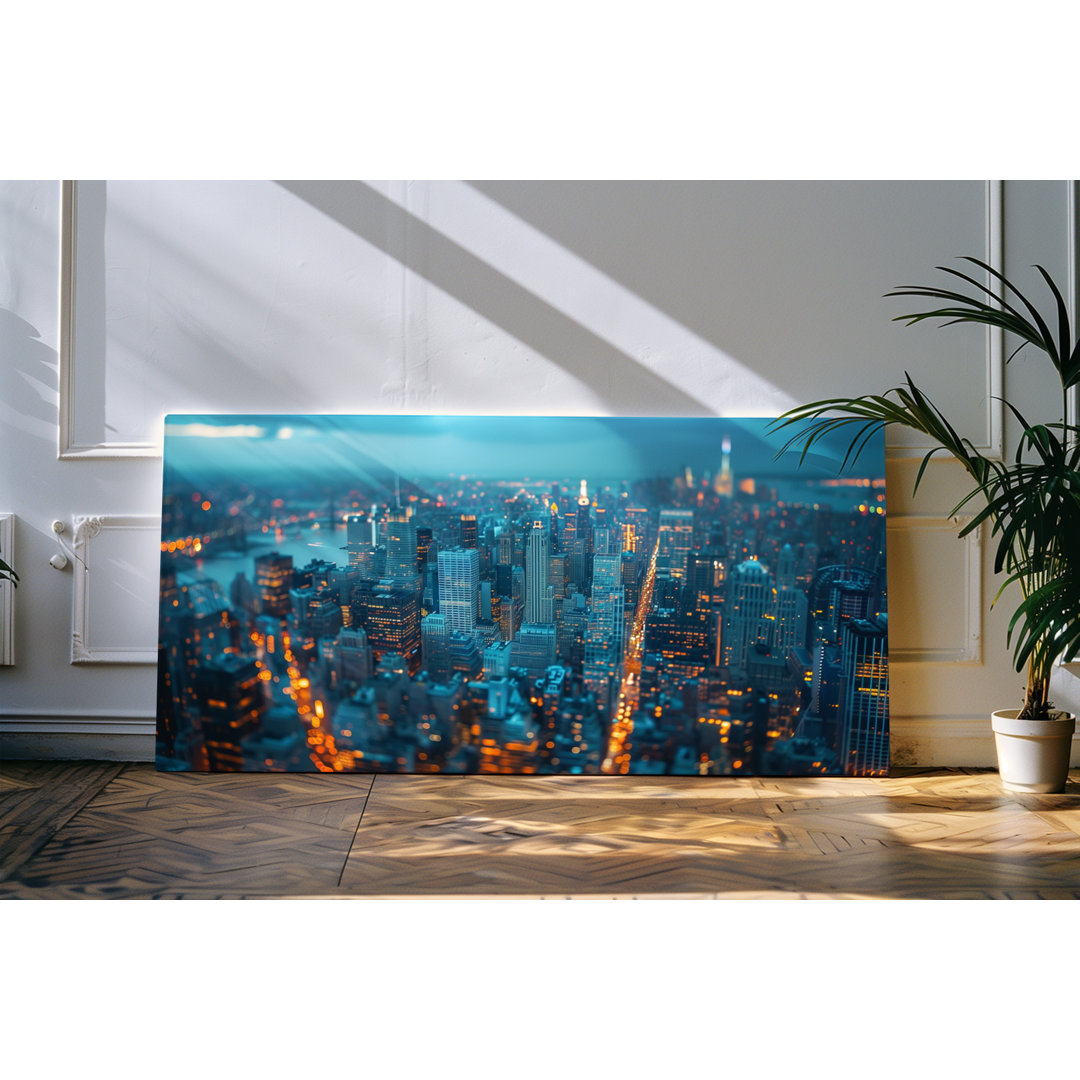 Bilder auf Leinwand 120x60cm Großstadt von Oben Hochhäuser Wolkenkratzer Lichter