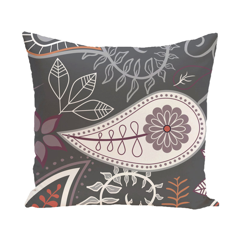 Coussin décoratif extérieur Botanical Blooms, H 18 po x l 18 po, Gris