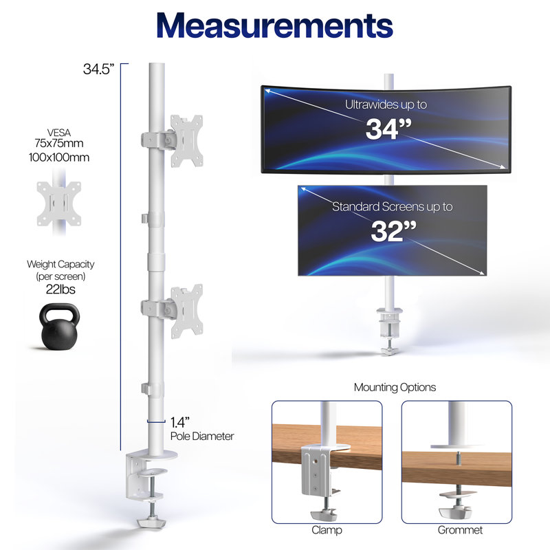 Support de moniteur vertical double VIVO, Noir