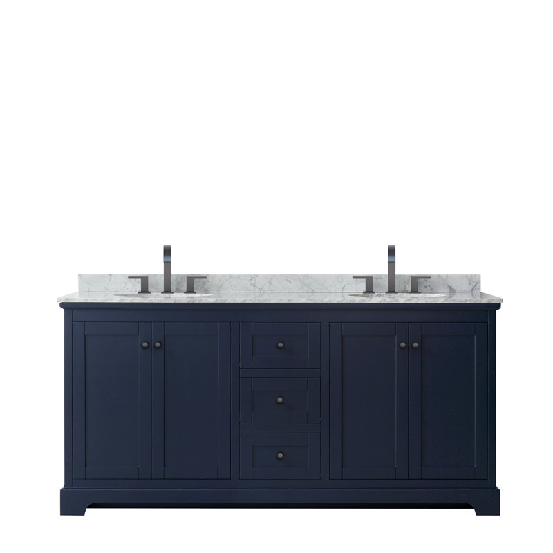 Ensemble de meuble-lavabo double 72 po Avery, Bleu très foncé, Noir mat