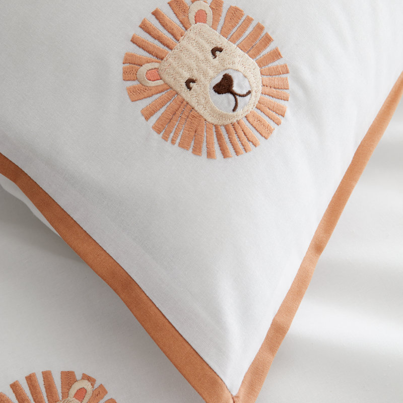 Embroidered Lions Duvet Cover Set, Single Duvet Cover + 1 Standard Pillowcase