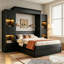 Grand lit escamotable avec lumières DEL et tablettes de rangement