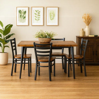  Rustic Harvest Forge Legacy Dining Set With 4 Chairs