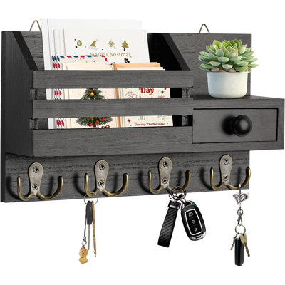 Key Holder Wall Mount, Wooden Adhesive Mail
