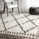Twinar Geometric Hand Knotted Wool Off White/Dark Gray Shag Area Rug