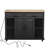 47 Inch Black Kitchen Island With Extendable Dining Table, Rubber Wood Veneer Table With Internal Storage Rack & Power Outlet, 2 Drawers & 2 Storage Cabinets-201599927