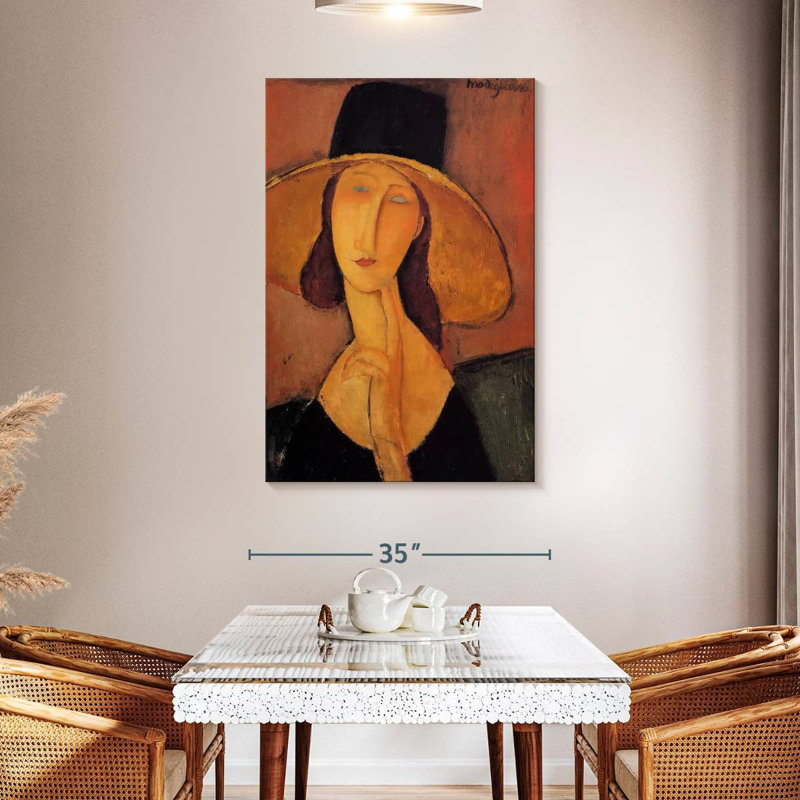 Leisha Jeanne Hebuterne dans un grand chapeau, H 48 po x l 32 po