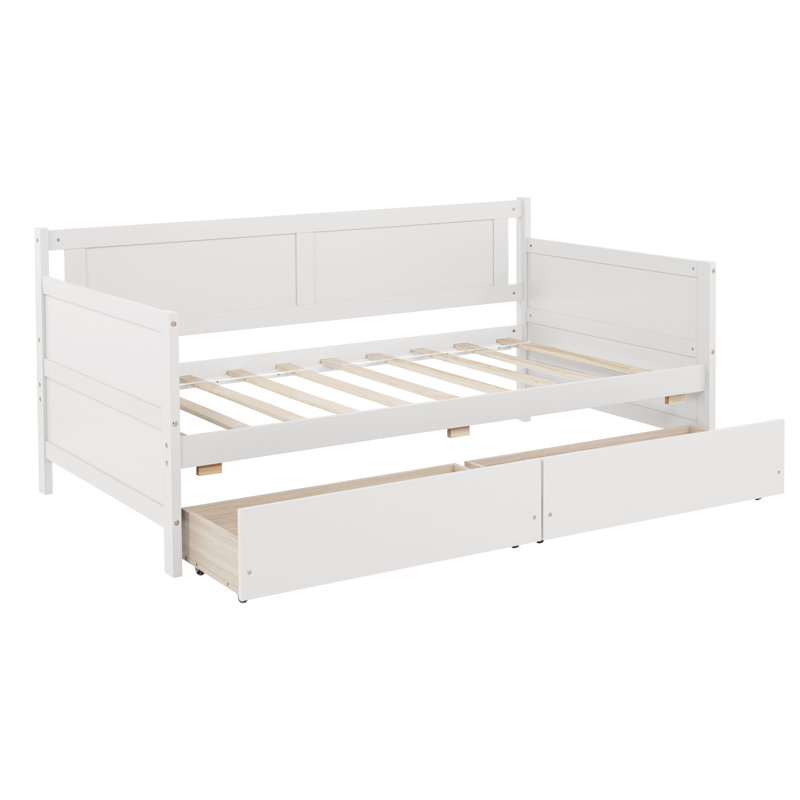 Royal Pine Wood Daybed with 2 Storage Drawers, White