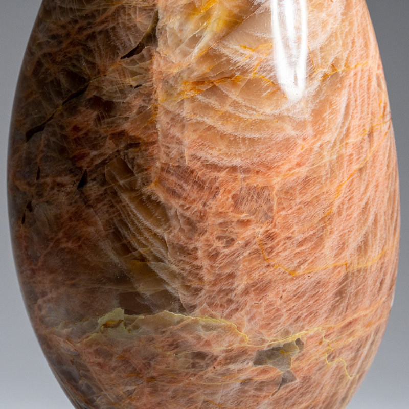 Genuine Polished Peach Moonstone Freeform from Madagascar (3.7 Lbs), 7" H x 4.5" W x 3" D