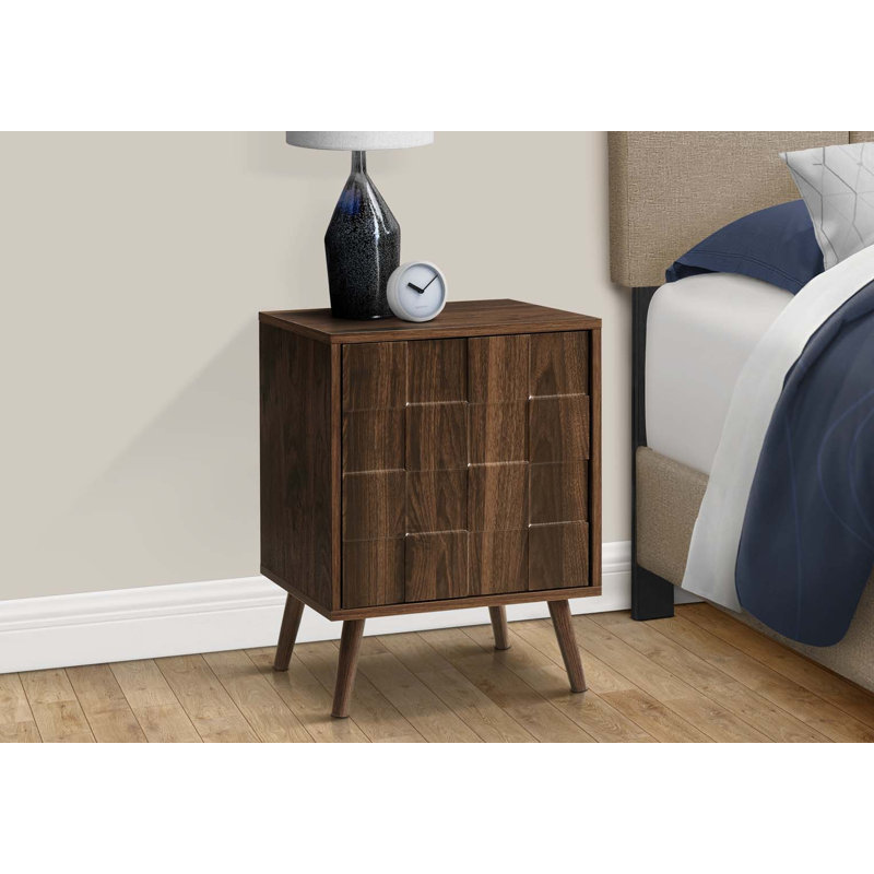 Table d'appoint, bout, table d'appoint, petit, rangement, lampe, stratifié noyer, moderne