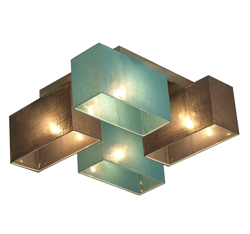 Seaton Semi Flush Mount, Turquoise/Clear graphite, Tan