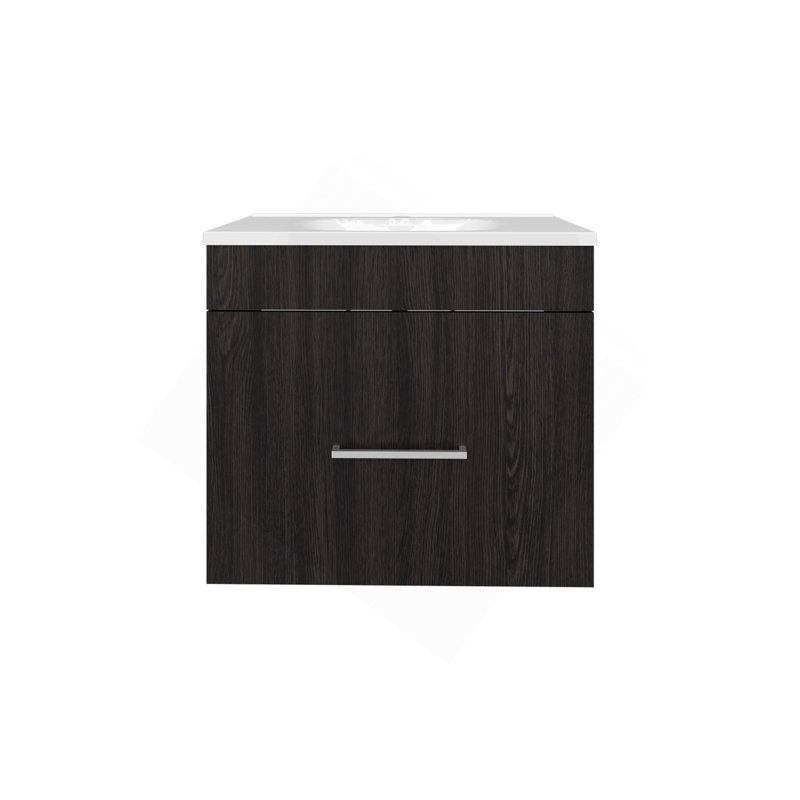 Meuble-lavabo à une porte Hatta, deux tiroirs et tablette ouverte, quincaillerie incluse, noir, Noir