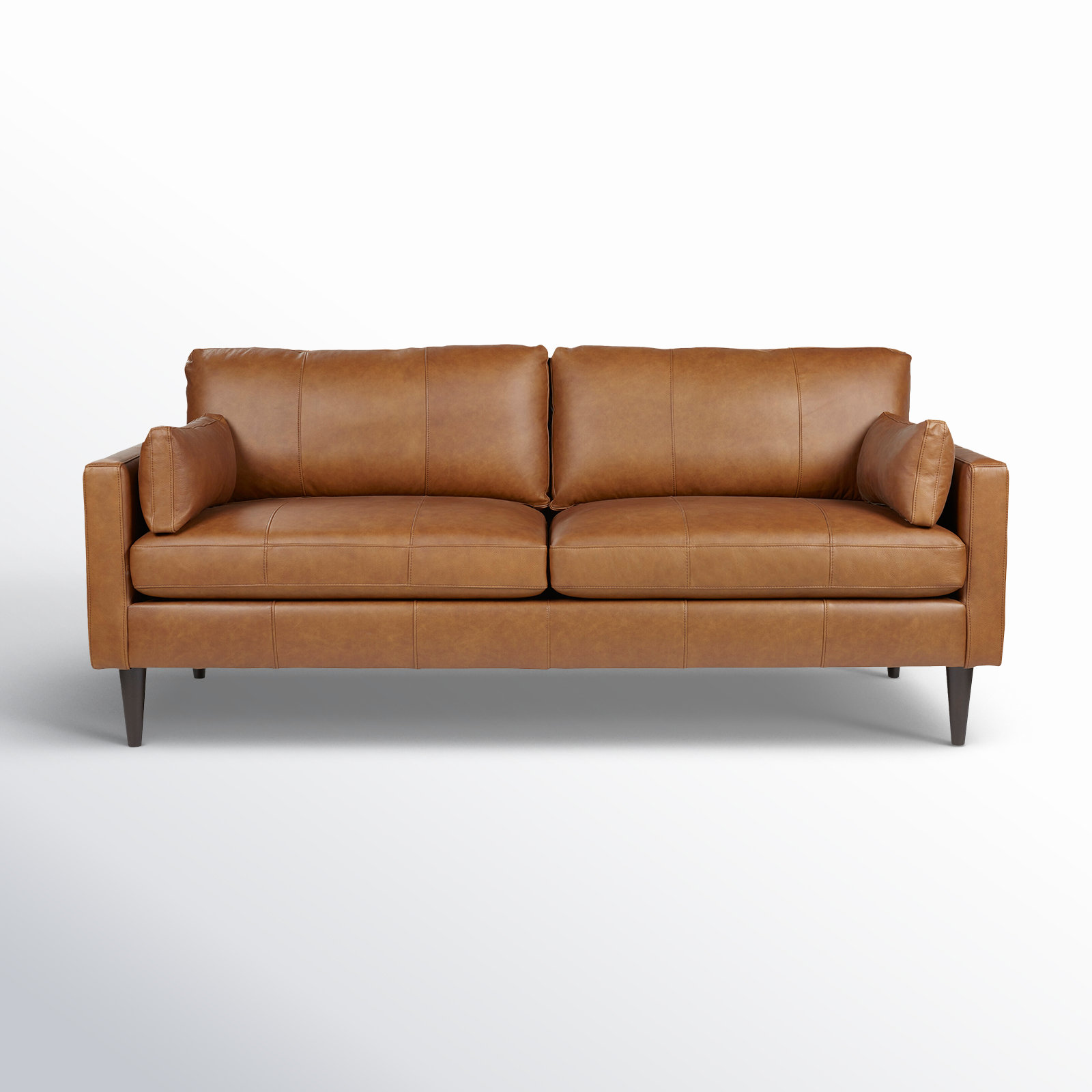 Viveros 81" Genuine Leather Sofa, Brown Genuine Leather, Espresso