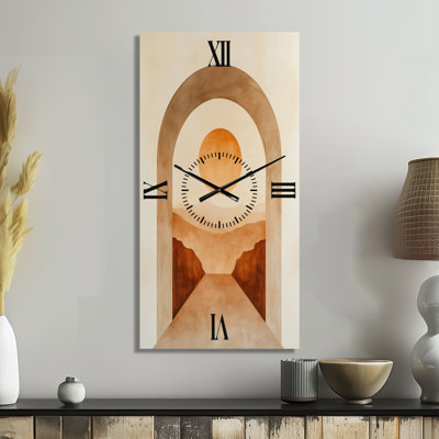 Sunset Desert Deco Arch - Boho Metal Wall Clock
