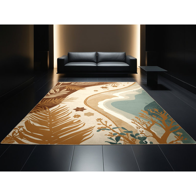 Tapis marocain d'inspiration mondiale Pegah lavable à la machine - reliure beige, 8 x 12