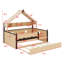 Le lit de jour avec lit gigogne et tablette est doté d'une structure à baldaquin en forme de maison pour les chambres d'enfants.-1135997604-1135997605