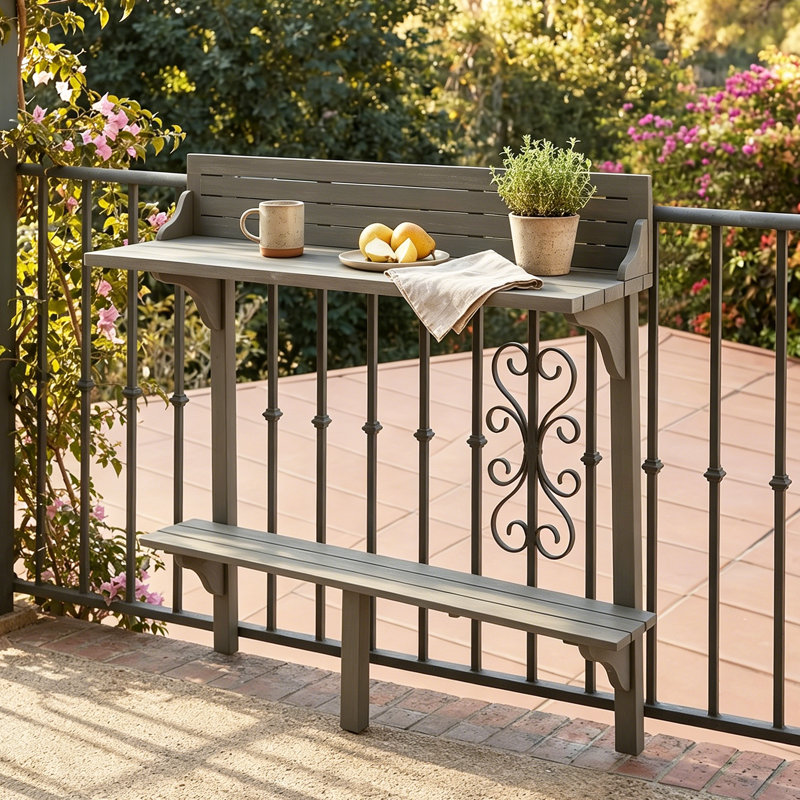 Bushnell Rectangular Acacia Outdoor Bar Table , 48'' in. W 16.5'' in. D, Grey