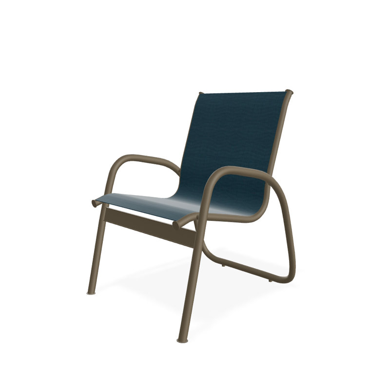 Premium All-Weather Wicker Outdoor Stacking Dining Armchair with Cushion, Textured Beachwood, Teal Sunbrella®