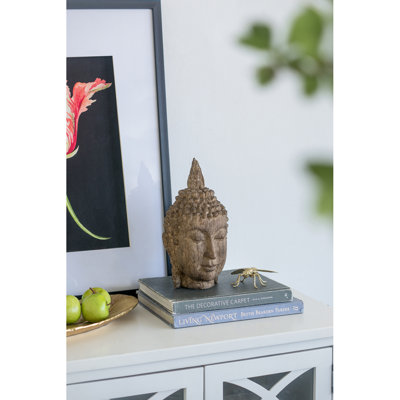 Sculpture tête de bouddha méditante 6,5 x 6,3 x 12 po, grand