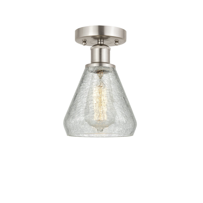 Plafonnier semi-encastré en verre Petronille, Nickel satiné brossé