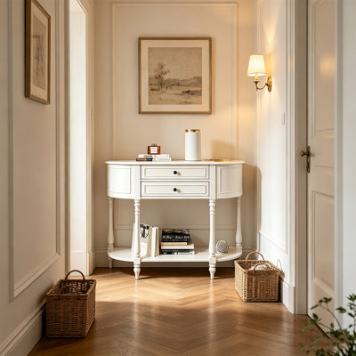 Console blanche en bois massif