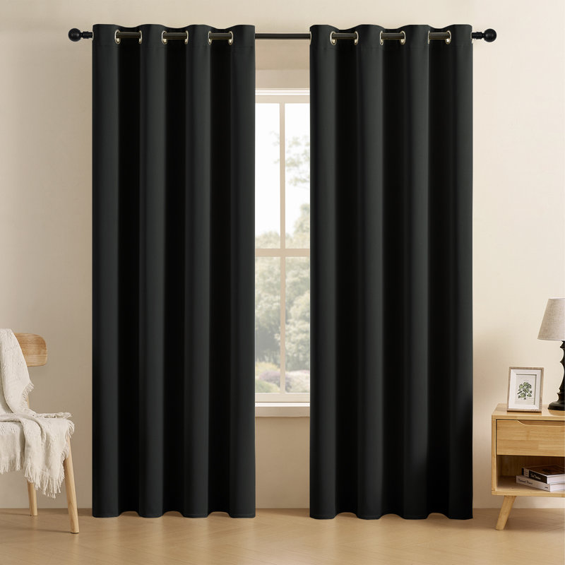 Ensemble de rideaux obscurcissant occultant à œillets avec œillets, ensemble de rideaux en polyester isolant uni, 2 panneaux