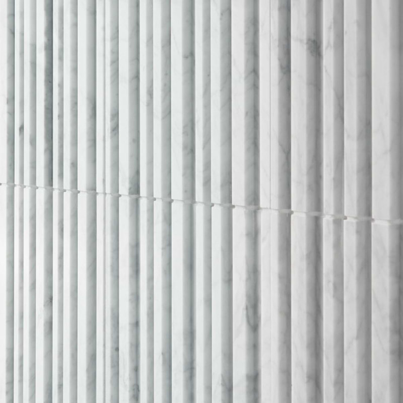 Stonework Carrara White 12x24 Marble Tile, Barcode 3D Polished/Honed