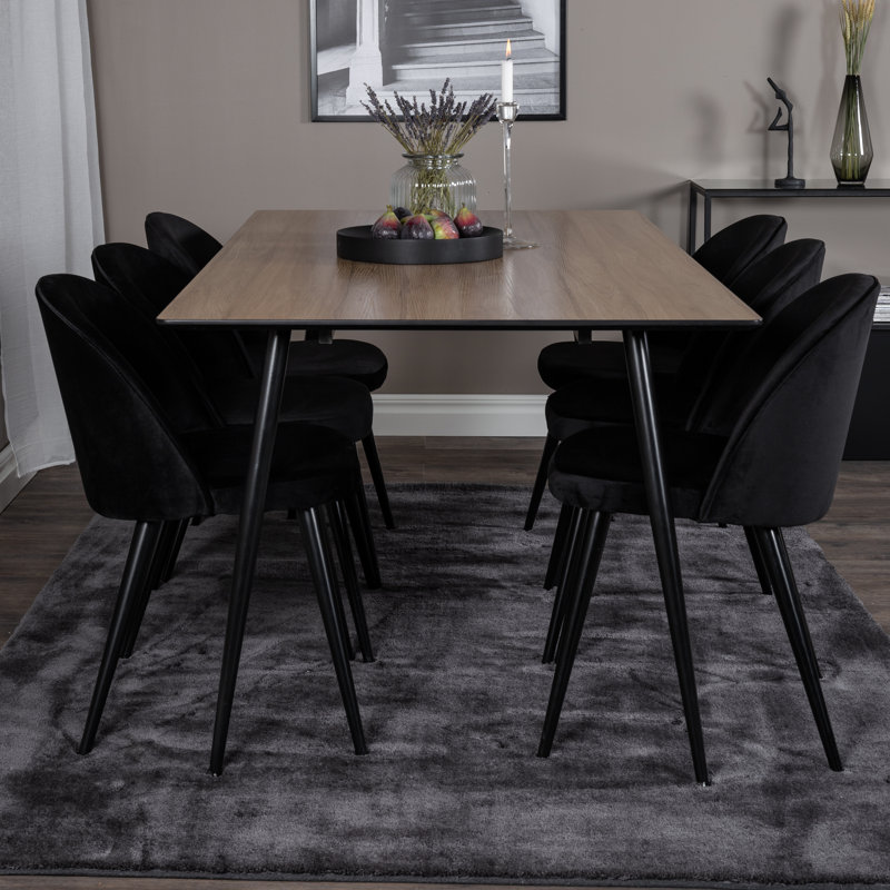 Gammons 6 - Person Dining Set, Nature, Black