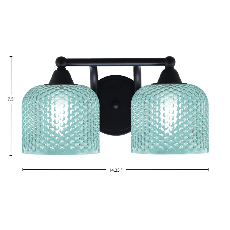 Bar turquoise pour salle de bain 2 lumières Paramount, H 7,5 po x l 14,25 po x P 8 po, Noir mat, Deux lumières