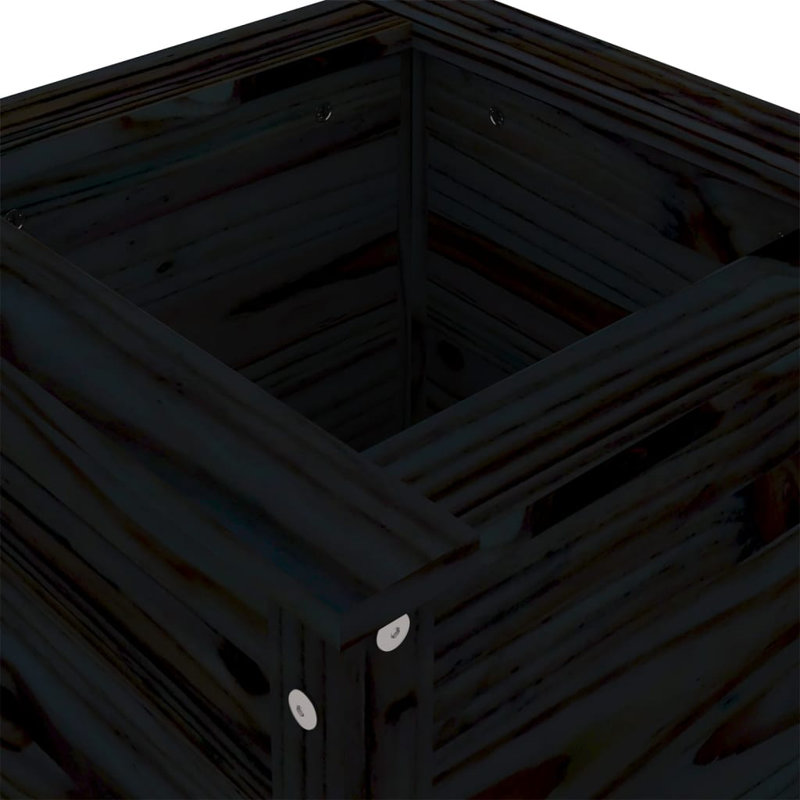 Bojana Wood Pot Planter, 78cm H x 40cm W x 40cm D, Pine, Black
