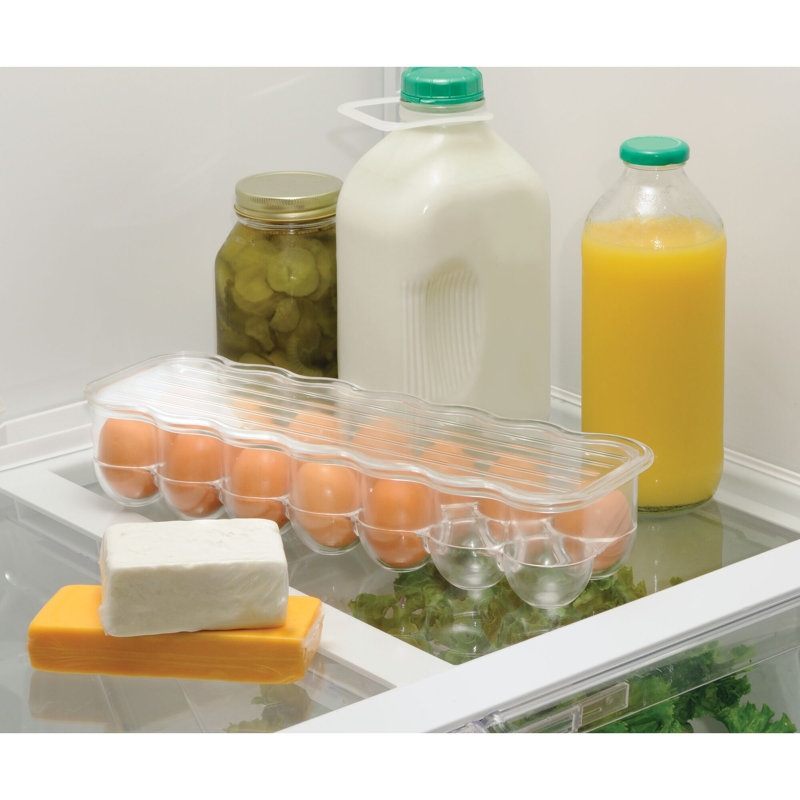 Plastic Egg Holder with Lid and Handle for 14 Eggs - Stackable Egg Holder for Fridge