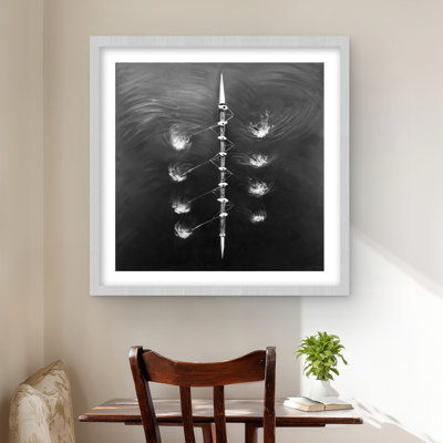 «Rowing Boat Race», reproduction encadrée en noir et blanc