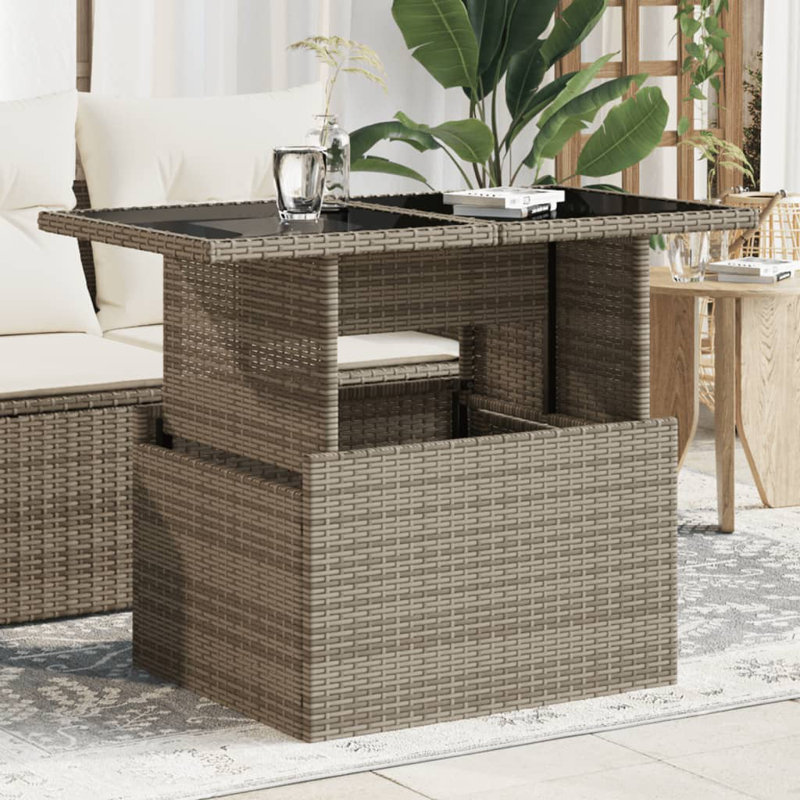 Pirley Rectangular Outdoor Coffee Table , 100cm cm W 55cm cm D, Grey, Glass