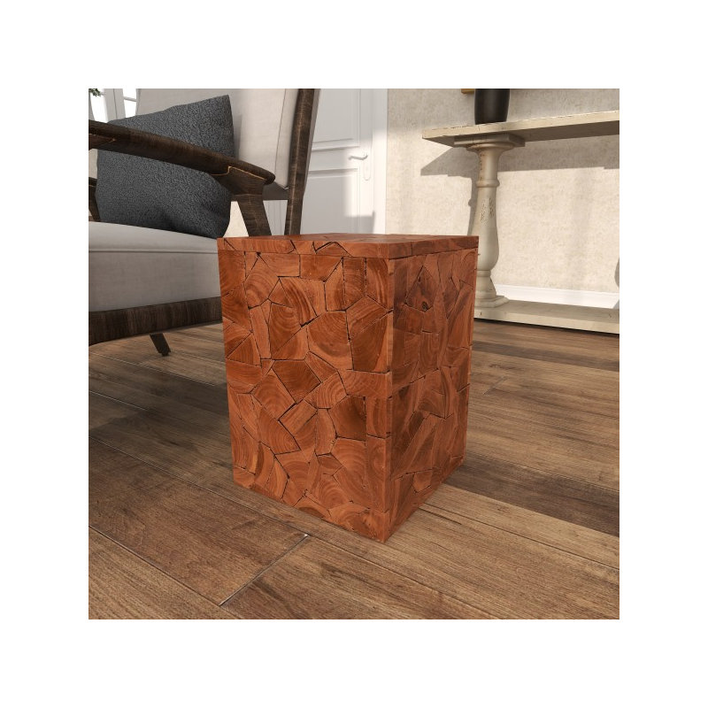 Table d'appoint carrée en bois de teck Llewellyn, Brun