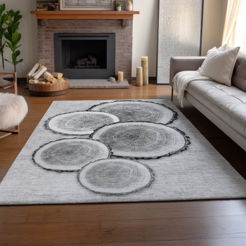 Tapis gris Cerrito AMF575 lavable à la machine de qualité supérieure, Rectangulaire 8 pi x 10 pi