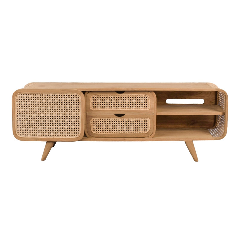 Armoire en bois pour appareils électroniques - peau de 59 x 15 x 20 po avec style moderne couleur naturelle 59,1 x 15,2 x 19,7 po - brun uni minimaliste