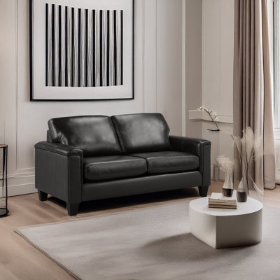 Deboer 63" Genuine Leather Square Arm Loveseat