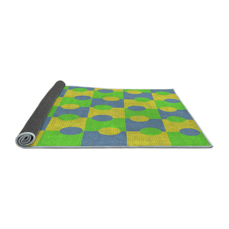 Tapis bleu marine / jaune Antonion, Rond 8 pi
