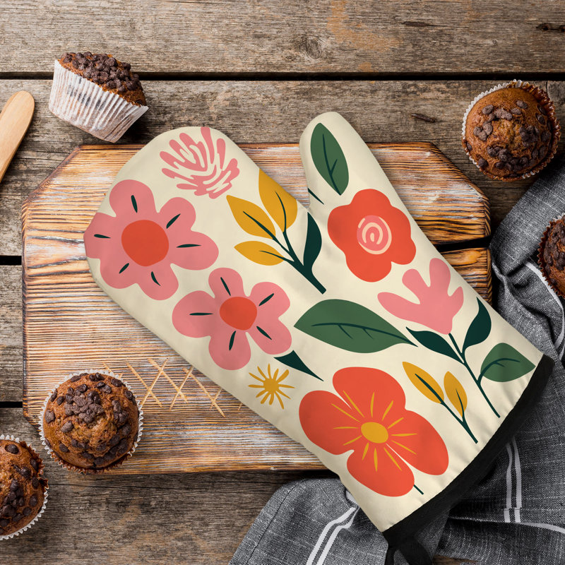 Soft Flora Oven Mitt Cotton Twill