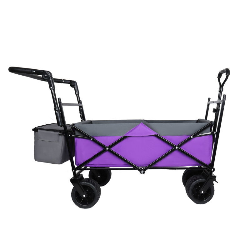 Chariot de jardin pliable robuste avec auvent - capacité de 480 lb, roues tout-terrain de 7 po et poignée pour le camping et l'extérieur