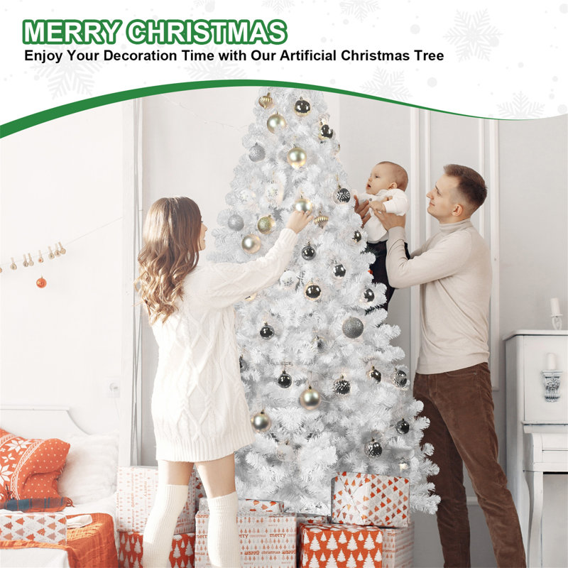 Arbre de Noël blanc 7 pi avec fil mémoire (ornements non inclus), H 7 pi