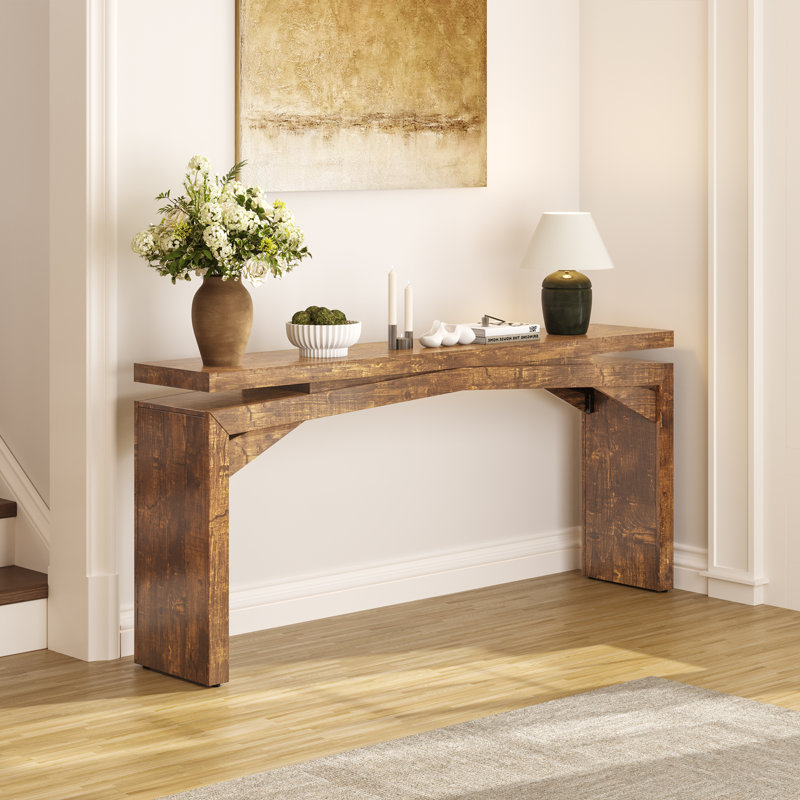  70" Long Console Table, Dark Brown Wood